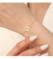 Kişiye Özel 925 Ayar Gümüş Pati İsim Bileklik (Gold)