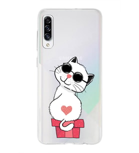 Samsung Galaxy A30s Uyumlu Kapak Cool Cat Tasarımlı Şeffaf Silikon Kılıf