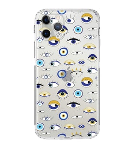 PrintiFy iPhone 11 Pro ile Uyumlu Nazar Boncuğu 2 Baskılı Kamera Korumalı Şeffaf Silikon Kılıf