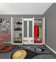 Kenzlife gardırop 6 kapılı çekmeceli begonvil210 byz aynalı kapaklı gardolap dolap (Karışık)