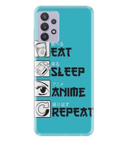 Kılıfland Samsung Galaxy A32 Kılıf Silikon Resimli Kapak Eat Sleep Anime Stok 250