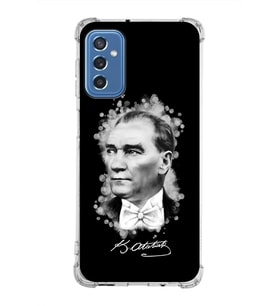 Samsung Galaxy M52  Köşe Korumalı Antişok Kapak Atatürk Tasarımlı Şeffaf Silikon Kılıf