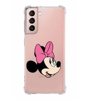 Samsung Galaxy S21  Köşe Korumalı Antişok Kapak Minnie Mouse Tasarımlı Şeffaf  Kılıf