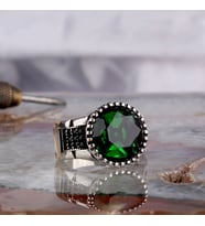 ZİRKON TAŞLI OVAL MODEL 925 AYAR GÜMÜŞ ERKEK YÜZÜK