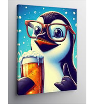 Kanvas Tablo Sevimli Penguen Ve Bira