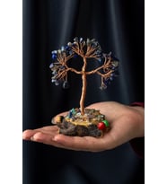 Lapis Lazuli Taşı El Yapımı 7x11cm Doğal Taş Dekoratif Hayat Ağacı