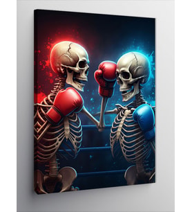 Kanvas Tablo Boks Yapan İskeletler