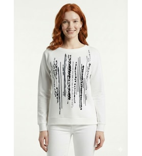 Kadın Beyaz Baskılı Regular Sweatshirt
