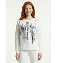 Kadın Beyaz Baskılı Regular Sweatshirt