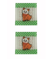 Cam Banyo Gider Kapak Süsü 2 Adet  Cam Gider Kapağı 10x10 cm Kedi 
