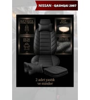 nissan qashqai 2007 Koltuk ve Kılıf uyumlu Yastık Lüks Minder Siyah 2 Minder 2 Yastık