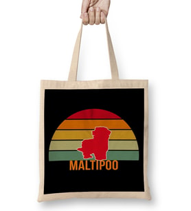 Maltipoo Vintage Silhouette Bez Çanta Uzun Saplı
