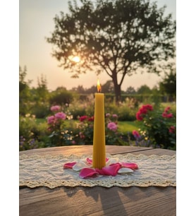DİKEY ÇİZGİLİ HUNİ ŞAMDAN HEDİYELİK DEKORATİF KAVUN KOKULU PARAFİN WAX MUM (SARI RENKLİ)