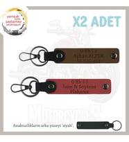 Biker Stiline Özel İsim Plaka ve 0 Rh (-) Kan Grubu Yazılı Motor x2 Anahtarlık, Nar Çiçeği-Kahve-Syh (Çok Renkli)