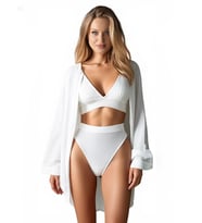 Mulvxbrf Brf02 Kadın Beyaz Yüksek Bel Slip Takımı Dolgusuz Rahat Şık İç Giyim Seti (Mulvix)