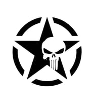 Yıldız Punisher Kurukafa Sticker17x17 Cm Siyah