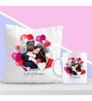 BK Gift Kişiye Özel Kalpli Fotoğraflı Yastık ve Kupa Seti 13 (Model 1)
