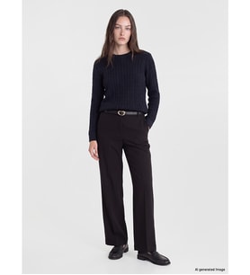 LCW Modest Siyah Beli Kemerli Kadın Pantolon