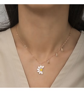 Rodyum Rose Papatya Seviyor Sevmiyor 925 Gümüş Ayar Kadın Kolye