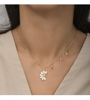 Rodyum Rose Papatya Seviyor Sevmiyor 925 Gümüş Ayar Kadın Kolye