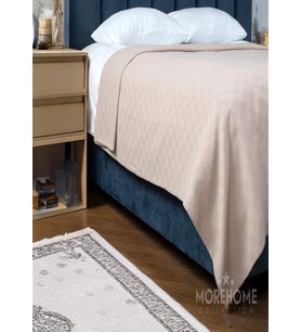 MORE HOME Dama Desenli Tek KİŞİLİK % 100 PAMUKLU   PİKE 175x240 Bej