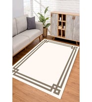 Dijital Kaymaz Taban Yıkanabilir Renkli Salon Halısı Mutfak Halısı Yolluk ND-SD-673 (Beyaz)