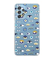 PrintiFy Samsung Galaxy A52 ile Uyumlu Nazar Boncuğu 2 Baskılı Kamera Korumalı Şeffaf Silikon Kılıf