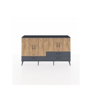 Arges Konsol 5 Raflı 3 Çekmeceli 4 Kapaklı 176x30x99 Antrasit-Çam/Antrasit