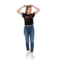 Toontoy  Kız Çocuk T-Shirt Crazy Gırl Baskılı (Siyah)