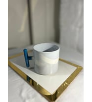 Baskılı T Kupa Bardak (Mavi)