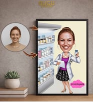 Kişiye Özel Çerçeveli Kuaför Karikatür,Kişiye Özel Çerçeveli Tablo (Çok Renkli)