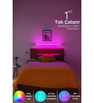 Şerit LED Uzaktan Kumandalı Led Lambader Yatak Ve Tv - Animasyon Renk Rgb Çok Renkli Duturuncu