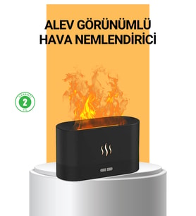 Tasarımlı Alev Efektli Led Aromaterapi Hava Nemlendirici - Lisinya