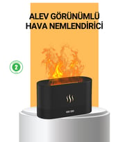 Tasarımlı Alev Efektli Led Aromaterapi Hava Nemlendirici - Lisinya