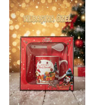 Yılbaşına Özel Hediyelik Kaşıklı Set Kupa Bardak