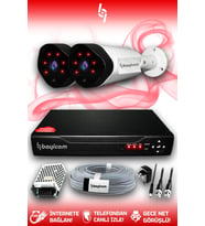 BAYICAM 2 Kameralı Uzay 2 Dış Kamera Set HDD'siz Full HD Gece Görüşlü Güvenlik Kamerası Sistemi