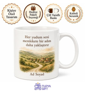 Memlekete Geri Sayım Baskılı Kişiye Özel Kupa Bardak Hediye
