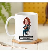 Mandolin Sanatçısı Müzisyen Kadın Karikatürlü Kupa Bardak