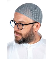 Baba Günü Hediyesi - Lüks Çelik Örme Namaz Takkesi Gri 1 Adet