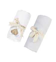 Organik Beyaz - Gri Renk Lastikli Bebek Çarşafı 60x120cm - 2 Adet (Beyaz-Gri)