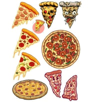 Pizza Sticker Set 10 Parça Telefon, Tablet, Defter, Laptop Sticker