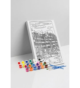 Kanal Manzaralı Mandala Tuval Boyama Seti 40x50 cm