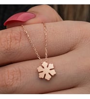 Gümüş Rose Minimal Kar Tanesi Kadın Kolye
