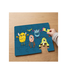 Mutlu Canavarlar Tasarımlı 24 Parça Ahşap Çocuk Puzzle