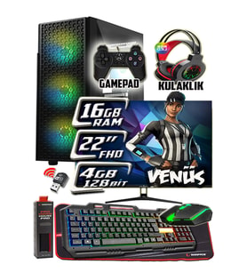 WarboX Venüs 22" Monitör i3 6100 16gb DDR4 Ram 256gb Ssd 250gb Hdd R7 240-4gb E.kartı Gaming PC