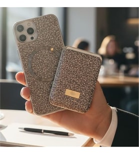 Coverzone iPhone 15 Pro Max ile uyumlu K?l?f Parlak Elmas Desen Ta?l? MagSafe ile uyumlu Magnetik Kartl?k Elegance Kapak ?phone 15 Pro Max i�in kilif Kablosuz ?arj Diamond Wallet Case 15 Pro Max