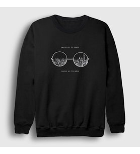 Presmono Unisex Siyah Glasses Beatles John Lennon Sweatshirt 34750tt