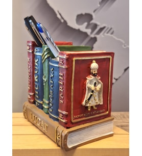 KANUNİ SULTAN SÜLEYMAN HAN'Lİ SAATLİ KALEMLİK 15X15 cM