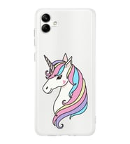 Samsung Galaxy A04 Uyumlu Kamera korumalı Kapak Unicorn Tasarımlı  Şeffaf Kılıf