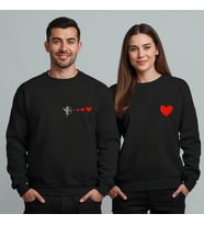 Sevgililer Günü Özel Kombin, 2 Ürün Bisiklet Yaka Sweatshirt (Siyah)